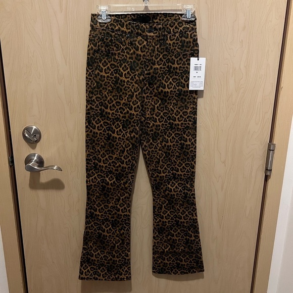 7 For All Mankind Leopard Print High Rise Slim Fit Kick Flare Jeans - Picture 2 of 4